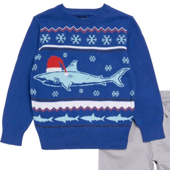 Andy & Evan Christmas shark knit sweater and pants set NWT...